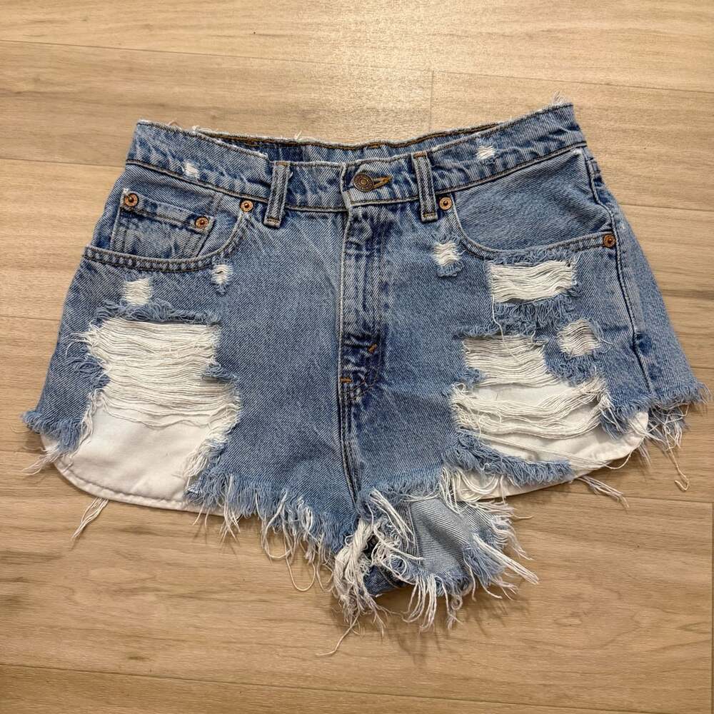vintage 90s y2k 550 distressed denim cutoff shorts size 9 juniors
